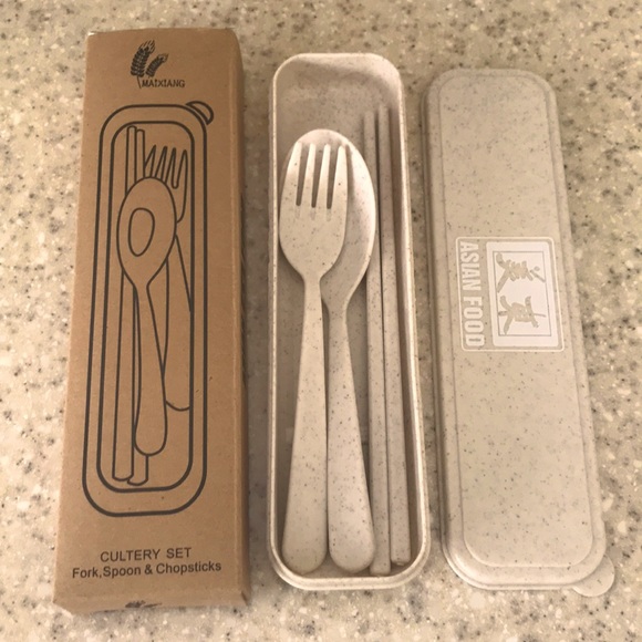 Asian Food Other - Bio-degradable Set: fork, spoon & chopsticks